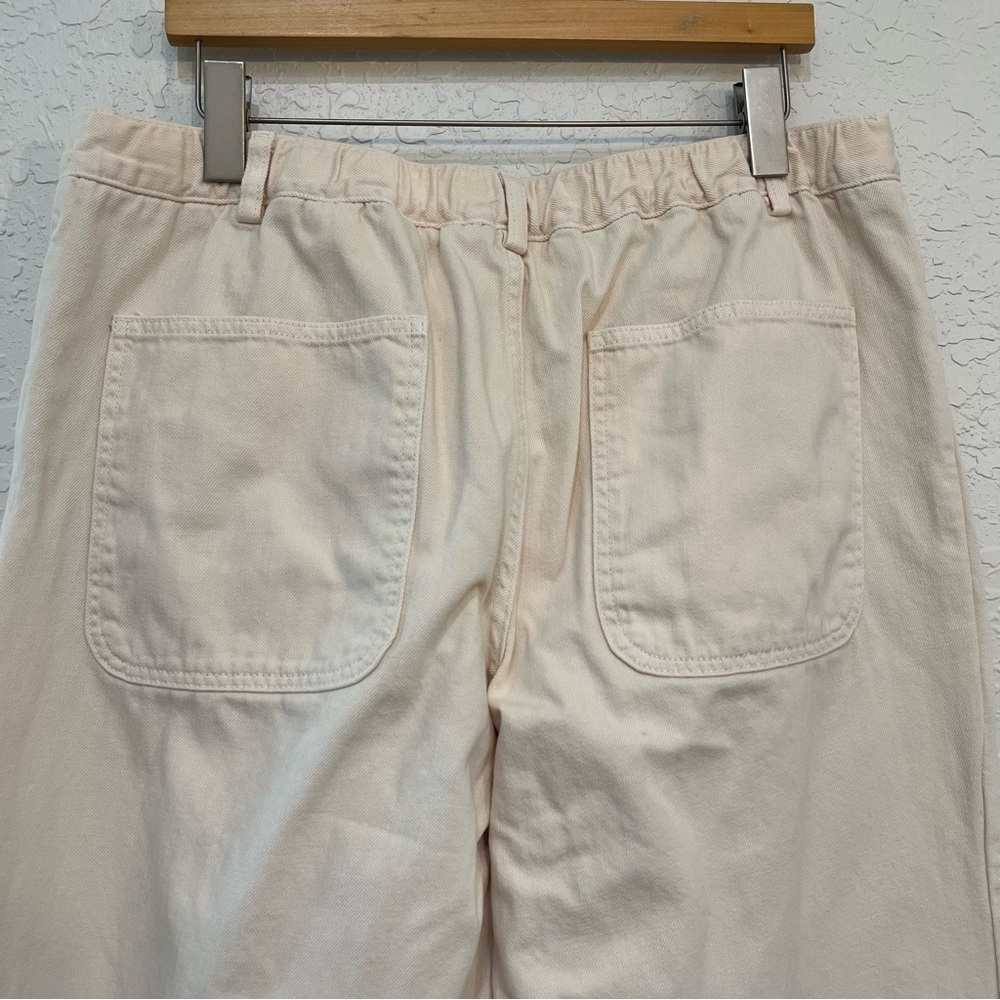 Banana Republic Factory Twill Straight Cream Pants Elastic Back Size L - Picture 6 of 13